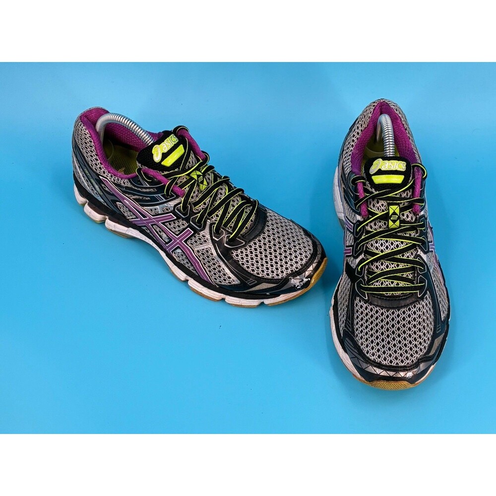 ASICS GT-2000 2 Women’s 10 D Wide Running Shoes Black Purple Neon T3P9N